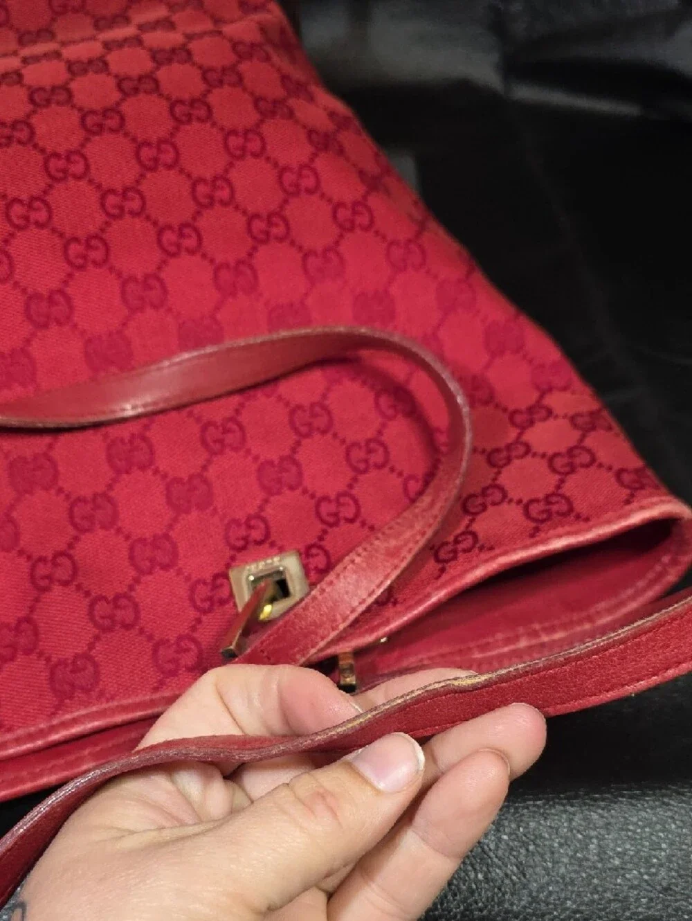 Gucci Red GG Monogram Tote
